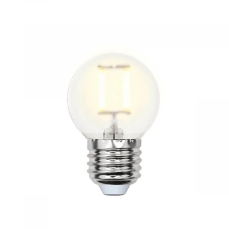 Лампа светодиодная филаментная Uniel Е27 6W 3000K матовая LED-G45-6W/WW/E27/FR PLS02WH UL-00000302