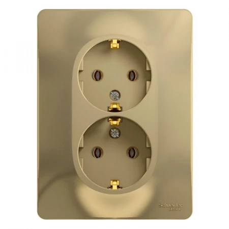 Розетка двойная 2К+З Systeme Electric Glossa 16A 250V титан GSL000424