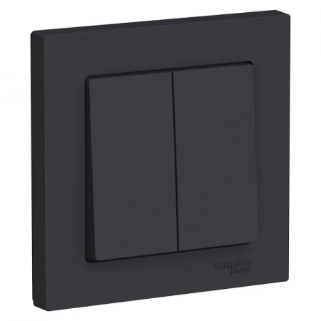 Выключатель двухклавишный Systeme Electric AtlasDesign 10A 250V карбон ATN001052
