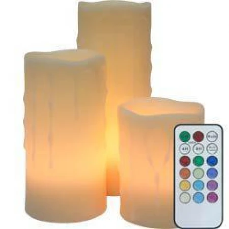 Светильник переносной "свеча" на батарейках ааа,  3шт*1led мультиколор, пульт в комплекте, fl072